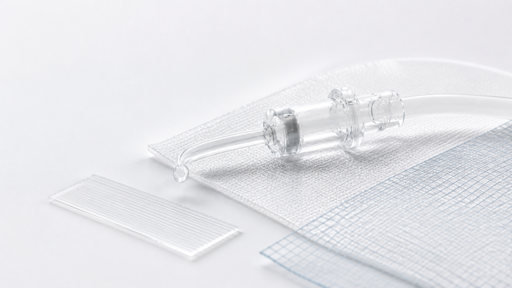 White medical material components representing device development
